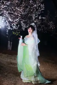 YiTuYu Vol.8718: Zhou Zhou AY - Ethereal Hanfu Beauty Amidst Enchanting Night Blossoms-12
