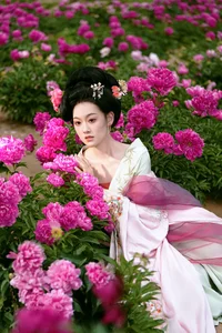 Elegant Floral Portraits with Li Zhi Xiao Ye: Romantic Peony Garden Aesthetic Vol.9113-9
