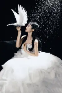 Ethereal Beauty: White Gown Angel with Dove by YiTuYu Art Vol.8612 OO-14