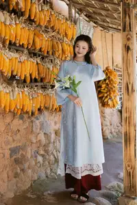 Serene Beauty: Graceful Young Woman in Traditional Attire with White Lilies-8
