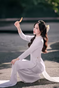 VGU No.57: Elegant Vietnamese Student in White Ao Dai, Pure Beauty Captivates.-8