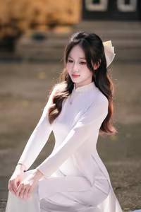 VGU No.57: Elegant Vietnamese Student in White Ao Dai, Pure Beauty Captivates.-7