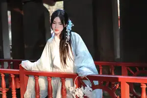 Graceful Vietnamese Girl in Traditional Attire Amidst Ancient Temple Architecture-4