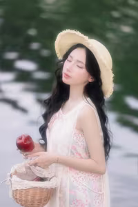 XVG No.27: Elegant Summer Girl Portrait Amidst Green Nature - Captivating Natural Beauty-0