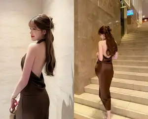 Tăng Mỹ Hàn: Hot Girl Flaunts Alluring Figure in Striking Backless Silk Dress-10