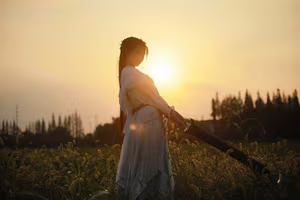 YiTuYu Vol.8273: Chun Yu – Ethereal Wuxia Beauty and Serene Warrior at Sunset-4