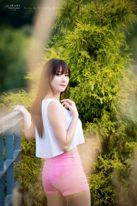 Yeon Da Bin: Adorable Korean Girl in Floral Dress Outdoors-37