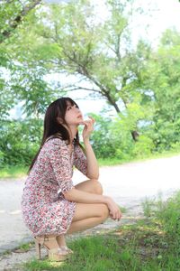 Yeon Da Bin: Adorable Korean Girl in Floral Dress Outdoors-18