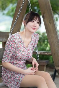 Yeon Da Bin: Adorable Korean Girl in Floral Dress Outdoors-35