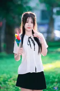 Radiant Youth: Vietnamese Girl's Bright Smile with Pinwheel in Golden Sunlight-7