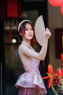 Elegant Vietnamese Beauty with Traditional Fish Lantern, Celebrating Culture-10
