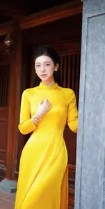 Graceful Vietnamese Beauty in Elegant Yellow Ao Dai-7