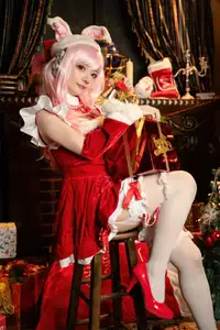 Coser Sonico Christmas: Sweet & Alluring Santa Bunny Beside Sparkling Tree-7