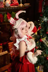 Coser Sonico Christmas: Sweet & Alluring Santa Bunny Beside Sparkling Tree-13