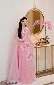 VGU No.68: Pink Ao Dai Grace – Captivating Vietnamese Beauty of a Radiant Young Woman-2