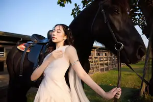 Elegant Beauty: Graceful Girl with a Majestic Black Horse-8