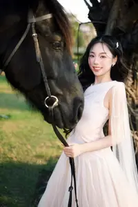 Elegant Beauty: Graceful Girl with a Majestic Black Horse-9