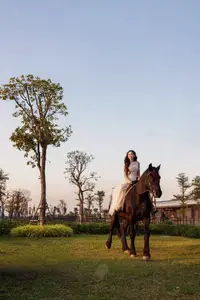 Elegant Beauty: Graceful Girl with a Majestic Black Horse-11