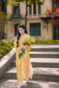 Graceful Vietnamese Beauty: Elegant Woman in Modern Traditional Attire Captures Asian Charm-4