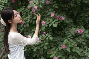 Elegant Portrait Photography: Zhi Zhi Wen in YiTuYu Art Language Vol.9158 – Romantic Aesthetic with Wild Roses and Vintage Charm-5