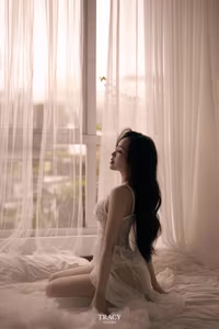 VGU No.130: Discover the Pure Allure of a Young Woman in White Lace Lingerie-5