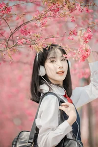 Elegant Asian Portrait Photography: Jian Xiao Cheng Vol.9389 – Serene Moments Under the Red Cherry Blossom Trees-3