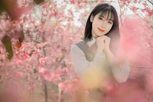 Elegant Asian Portrait Photography: Jian Xiao Cheng Vol.9389 – Serene Moments Under the Red Cherry Blossom Trees-22