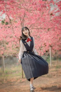 Elegant Asian Portrait Photography: Jian Xiao Cheng Vol.9389 – Serene Moments Under the Red Cherry Blossom Trees-5