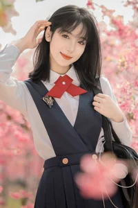 Elegant Asian Portrait Photography: Jian Xiao Cheng Vol.9389 – Serene Moments Under the Red Cherry Blossom Trees-10