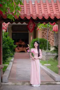 Elegant Vietnamese Beauty Amidst Ancient Architecture-3