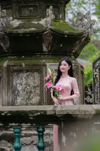 Elegant Vietnamese Beauty Amidst Ancient Architecture-6