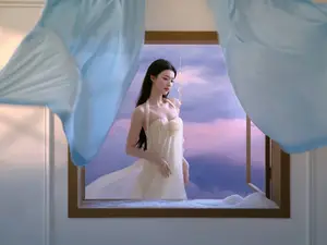 Wang Churan: Dreamy Beauty by the Sunset Window, Captivating Ethereal Moment-4