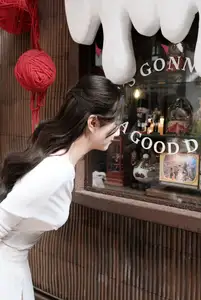 Christmas Radiance: Girl in Elegant White Dress and Joyful Smile-7
