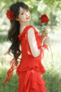 Stunning Portrait Photography: YiTuYu Art Language Vol.9193 Featuring Shi Zi in a Radiant Red Dress-0