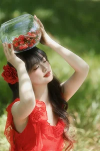 Stunning Portrait Photography: YiTuYu Art Language Vol.9193 Featuring Shi Zi in a Radiant Red Dress-6