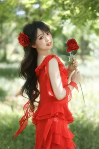 Stunning Portrait Photography: YiTuYu Art Language Vol.9193 Featuring Shi Zi in a Radiant Red Dress-3