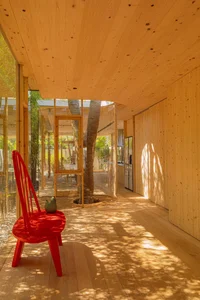 Modern Minimalist Glass and Wood Forest Retreat: A Serene One-Story Sanctuary for Slow Living and Nature Immersion-16