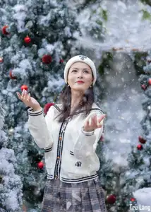 Charming Winter Girl Amidst Beautiful Christmas Snowfall-2