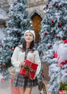 Charming Winter Girl Amidst Beautiful Christmas Snowfall-8