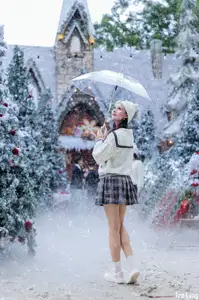 Charming Winter Girl Amidst Beautiful Christmas Snowfall-1
