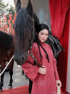 Stunning Red Ao Dai Fashion: TikTok Influencer Bo Chanh Poses with a Luxury Yellow Supercar in Elegant Traditional Vietnamese Style-9