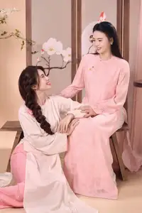 Radiant Smile of a Vietnamese Girl in Modern Ao Dai and Elegant Fan-5