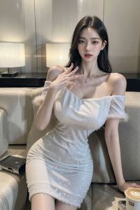 AI Generated Realistic Style Chaebol Heiress Part04: Stunning Figure in Elegant White Dress-1