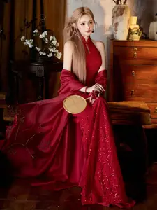 Discover Alluring Traditional Beauty: Girl in a Radiant Red Outfit, Elegant and Mysterious.-5