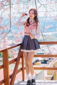 Sweet Spring Moments: Preppy Style Under Cherry Blossoms-8