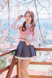 Sweet Spring Moments: Preppy Style Under Cherry Blossoms-1