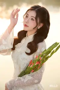 Graceful Ao Dai Vietnamese Beauty Shines Brightly By Serene Lake A Timeless Portrait-3