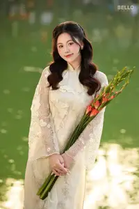 Graceful Ao Dai Vietnamese Beauty Shines Brightly By Serene Lake A Timeless Portrait-4