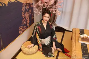 Su Yi Nuo No.10627: Captivating Traditional Grace in a Seductive Black Kimono-50