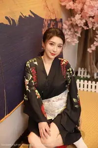Su Yi Nuo No.10627: Captivating Traditional Grace in a Seductive Black Kimono-54